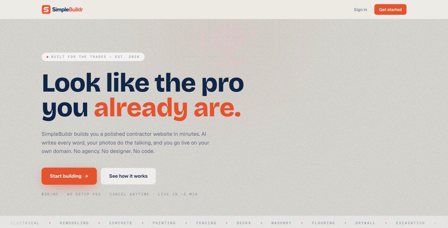 SimpleBuildr product screenshot